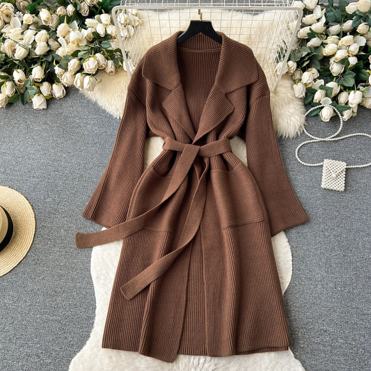 Knitted Lapel Collar Coat