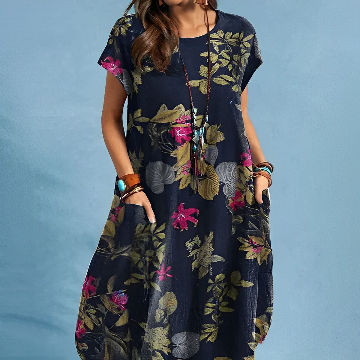Floral Print Relaxed Fit Midi Dress
