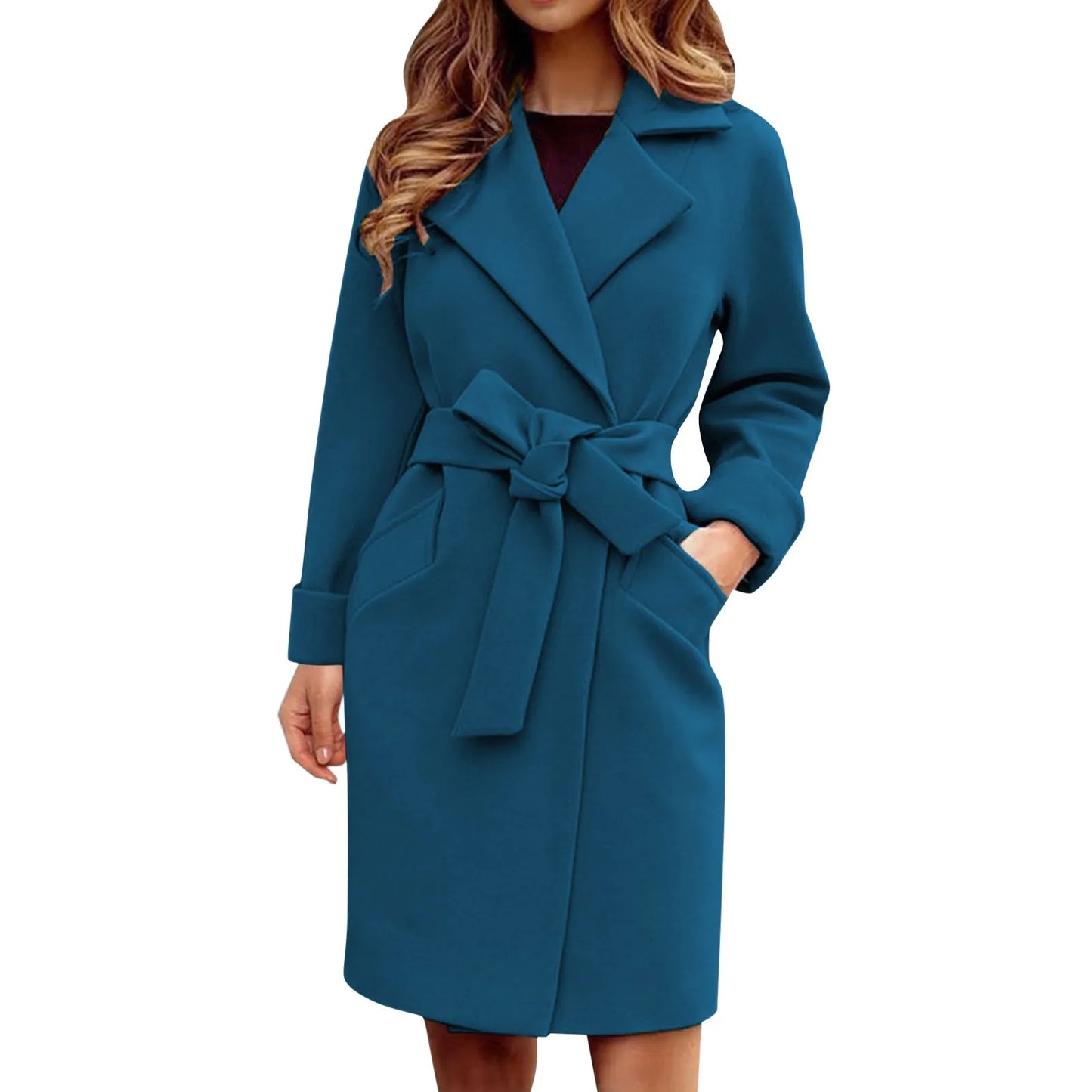 Women's mid-length woolen trench coat