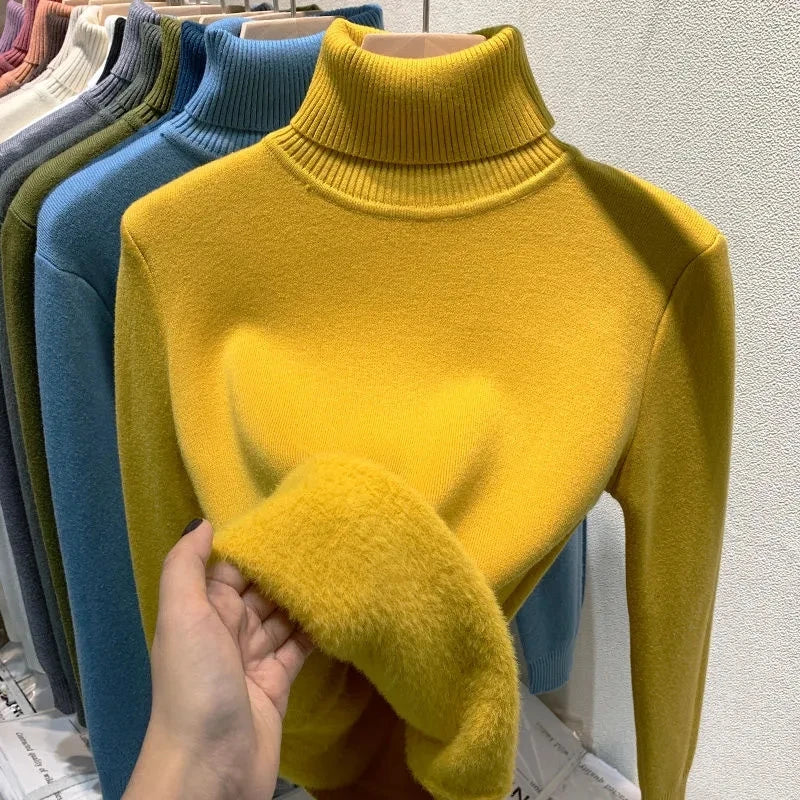 Women's velvet turtle neck sweater