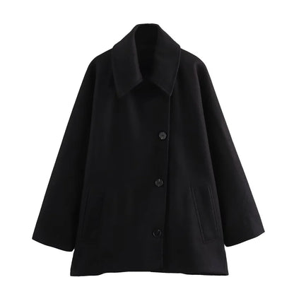Women’s Overcoat - Wool Blend - Notched Lapel - Button Front - Classic Fit