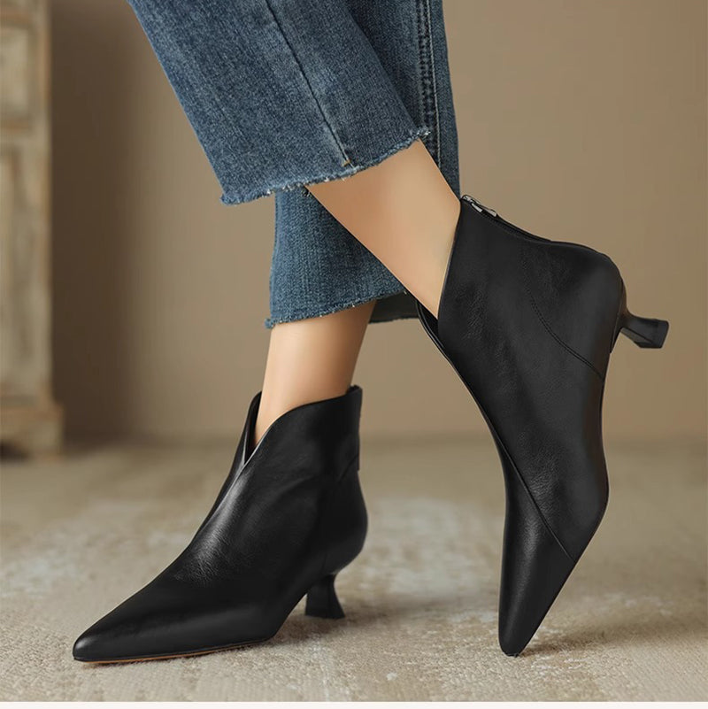 Isla Slim Fit Ankle Boots | Pointed Toe V-Cut Ankle Boots