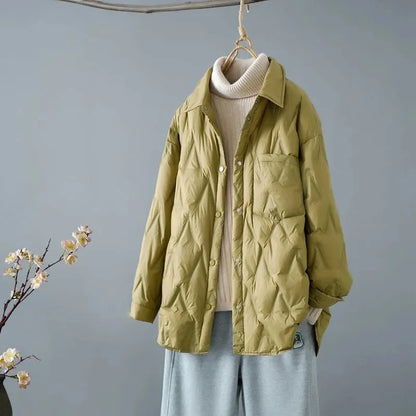 Women’s Quilted Shirt Jacket - Relaxed Fit - Button Front - Lightweight Layering Piece