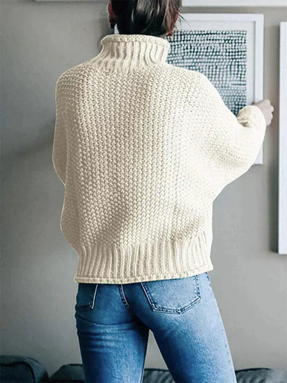 Women's autumn/winter high neck thick knit pullover sweater