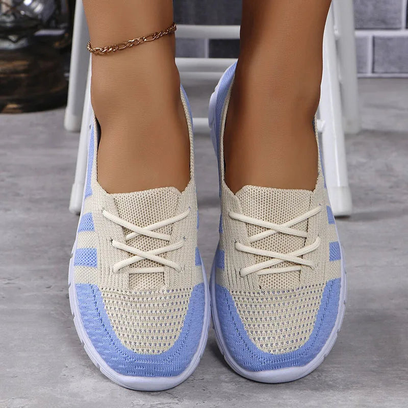 Women's Slip-On Sneakers - Breathable Knit Upper - Lightweight Casual Comfort