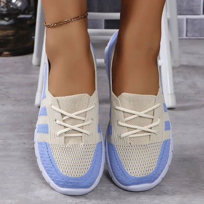 Women's Slip-On Sneakers - Breathable Knit Upper - Lightweight Casual Comfort