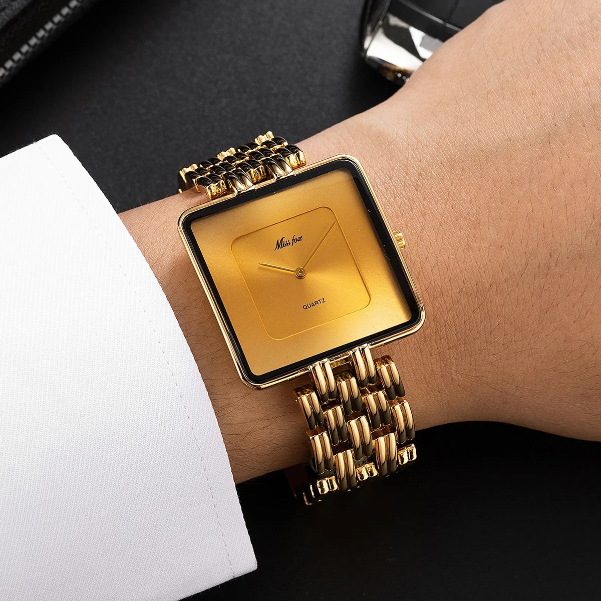 Isla Slim Profile Square Wristwatch | Square Case Link Bracelet Wristwatch
