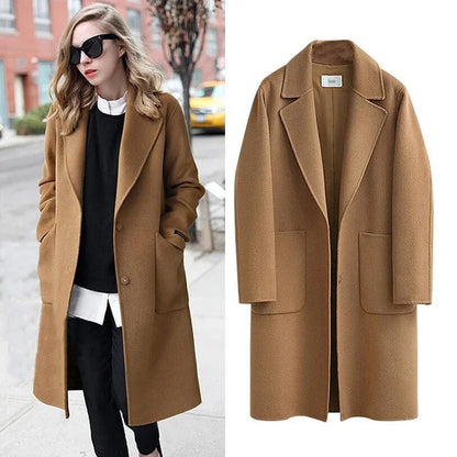Women's cocoon-shaped wool coat