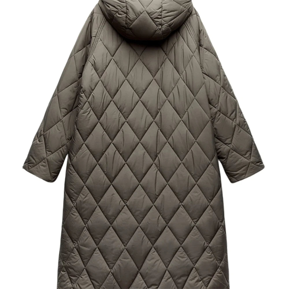 Women’s casual knee-length jacket with zipper detail