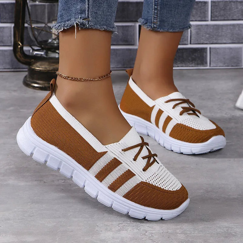 Women's Slip-On Sneakers - Breathable Knit Upper - Lightweight Casual Comfort
