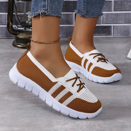 Women's Slip-On Sneakers - Breathable Knit Upper - Lightweight Casual Comfort