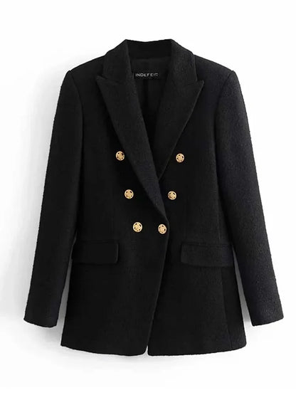 Women's spring and autumn blazer with a double-breasted midi coat