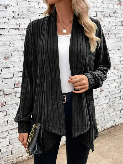 Women’s open-front ribbed cardigan