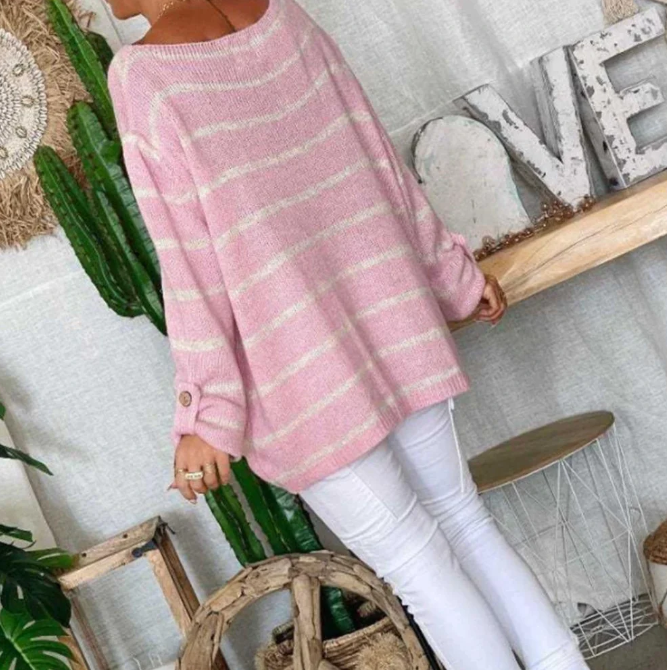 Women's oversized striped pullover sweater
