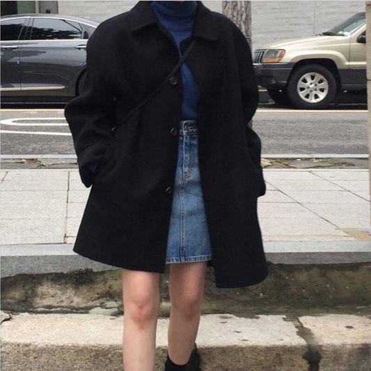 Relaxed Fit Oversized Button-Up Coat