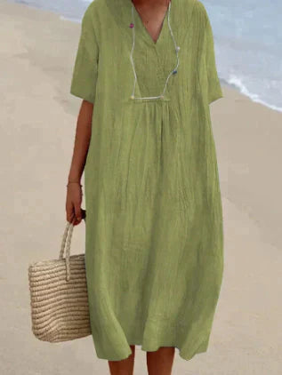 Amanda | relaxed beach dress with v-neck and short sleeves