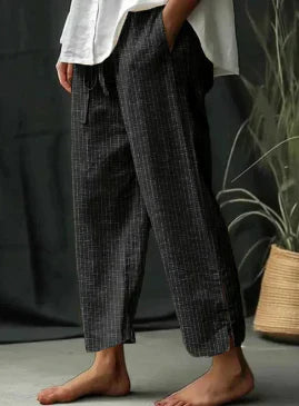 Women's Cropped Pants - Relaxed Fit - Elastic Waist - Lightweight & Breathable