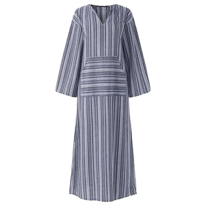 Vintage Striped Maxi Dress - Breathable Fabric, Timeless Summer Style