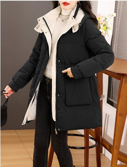 Women's single-breasted waist-length hooded zipper jacket