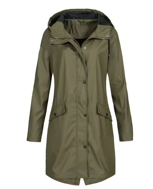 Water-Resistant Hooded Long Snap Jacket 