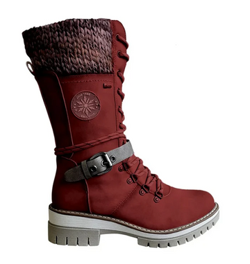 Women's front lace-up mid-tube winter martin boots