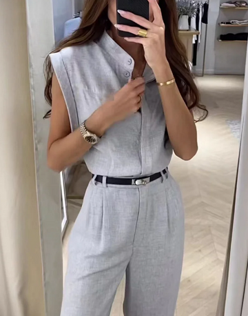 Women's summer sleeveless top and loose trousers two-piece set