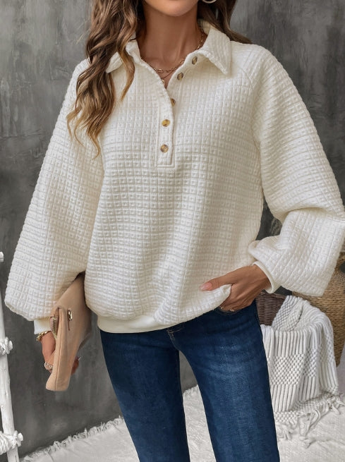 Textured Oversized Knit Sweatshirt 