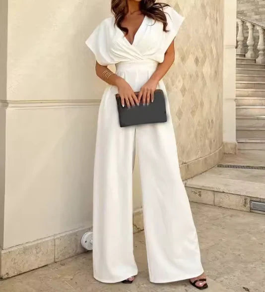 Lightweight Flutter Sleeve Wide Leg Jumpsuit 