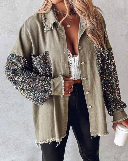 Sequin Sparkle Contrast Detail Jacket