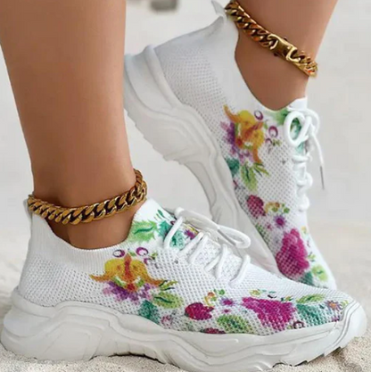 Women's Sneakers - Breathable Mesh - Cushioned Insole - Lace-Up Comfort Fit