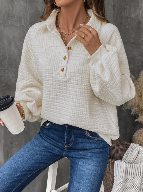 Textured Oversized Knit Sweatshirt 
