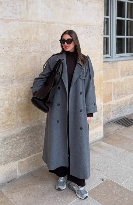 Wool Blend Oversized Long Coat 