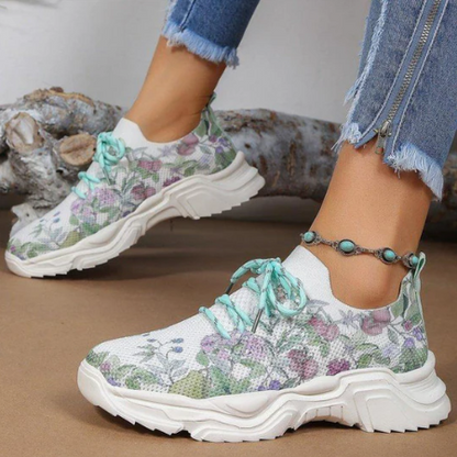Women's Sneakers - Breathable Mesh - Cushioned Insole - Lace-Up Comfort Fit
