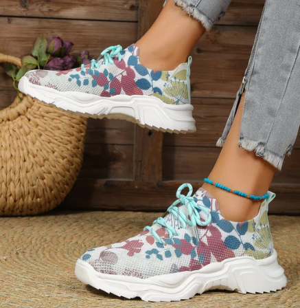 Women's Sneakers - Breathable Mesh - Cushioned Insole - Lace-Up Comfort Fit