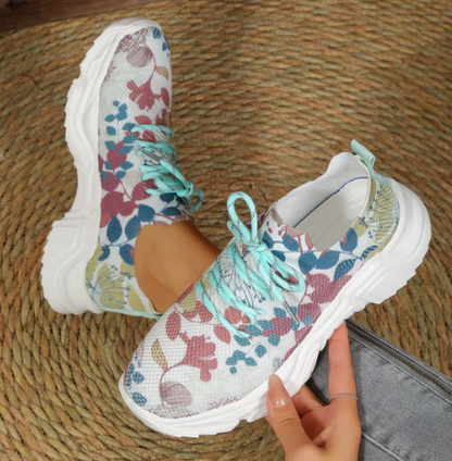 Women's Sneakers - Breathable Mesh - Cushioned Insole - Lace-Up Comfort Fit