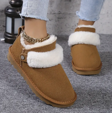 Women's winter slip-on flat-soled velvet short snow boots