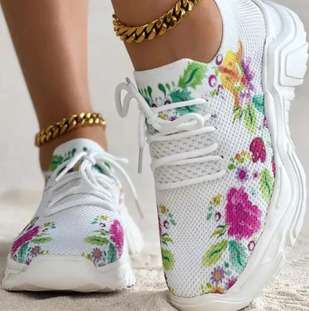 Women's Sneakers - Breathable Mesh - Cushioned Insole - Lace-Up Comfort Fit