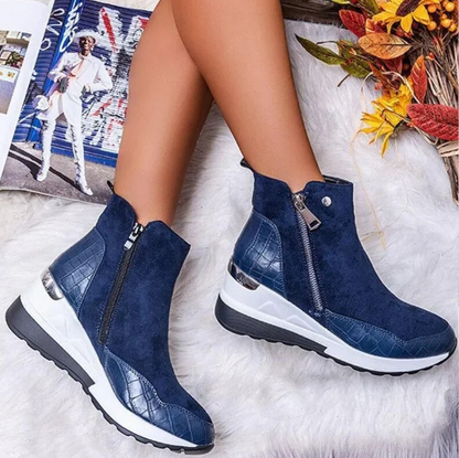 Women's high-top winter boots with side zipper and height increase
