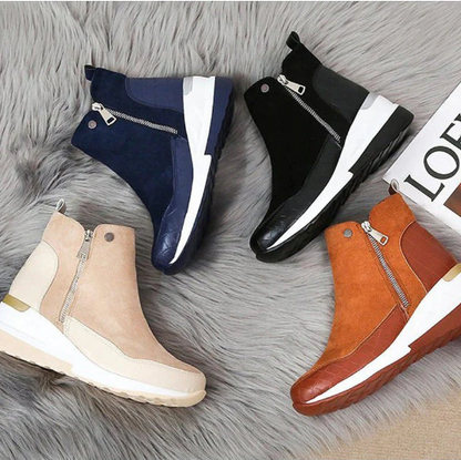 Women's high-top winter boots with side zipper and height increase