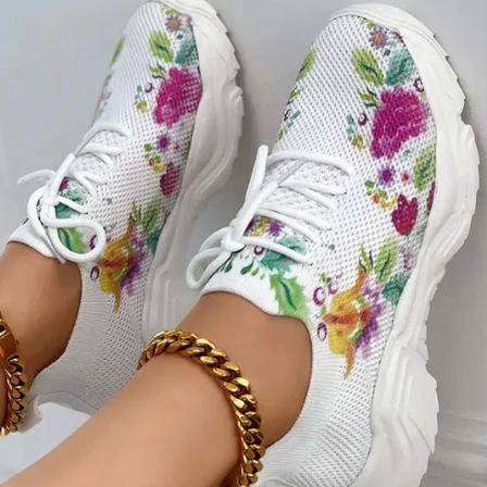 Women's Sneakers - Breathable Mesh - Cushioned Insole - Lace-Up Comfort Fit