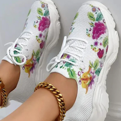 Women's Sneakers - Breathable Mesh - Cushioned Insole - Lace-Up Comfort Fit