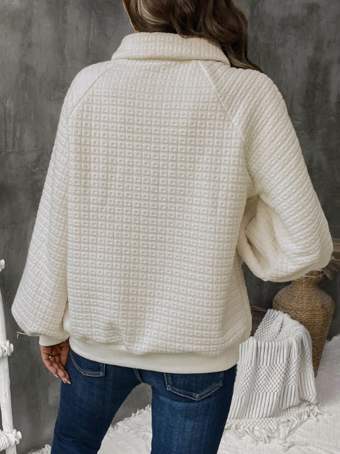 Textured Oversized Knit Sweatshirt 