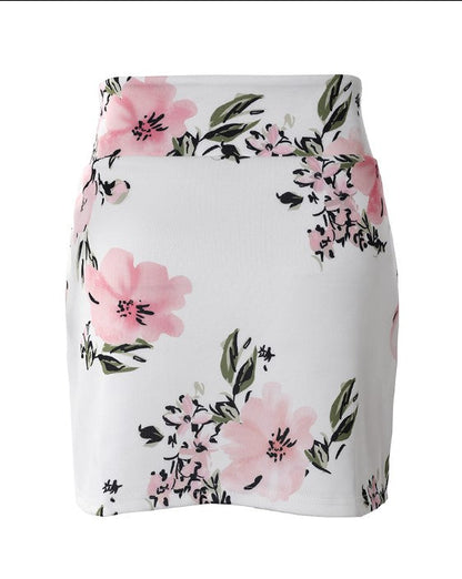 Women's Blazer and Mini Skirt Set - Tailored Fit - Double-Breasted - Floral Print