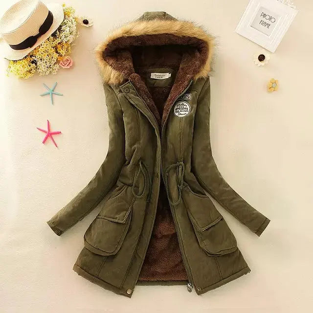 Women's padded cotton autumn winter jacket slim fit