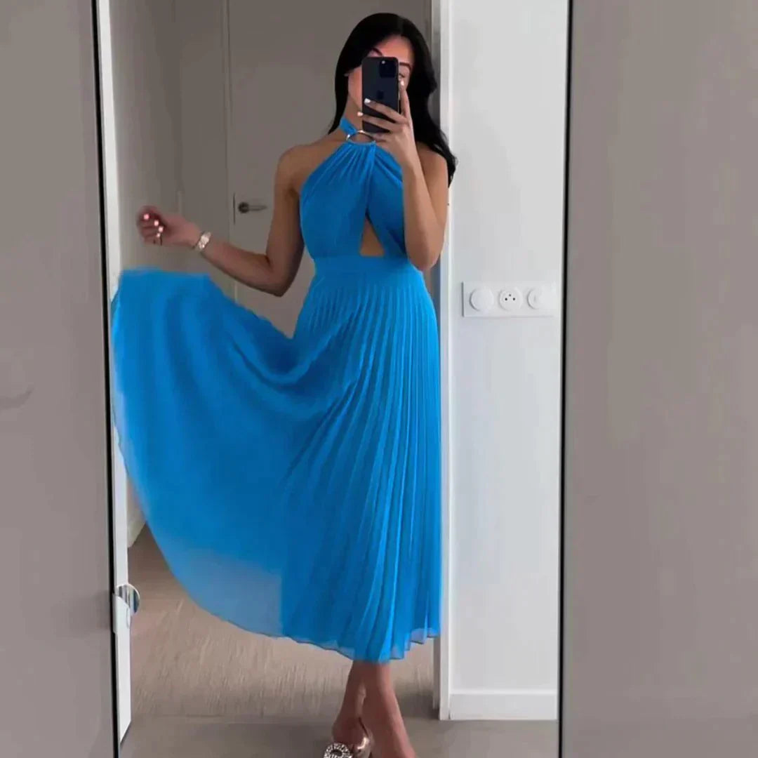 Sleeveless Blue Elegant Maxi Dress