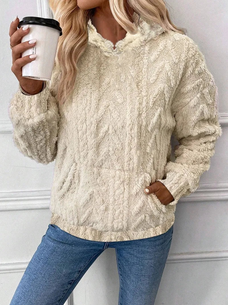 Women's jacquard hooded pullover sweater