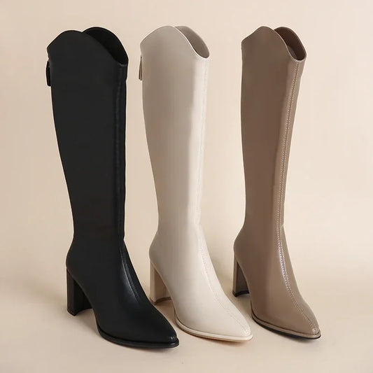 Thick Heel Knee-High Boots