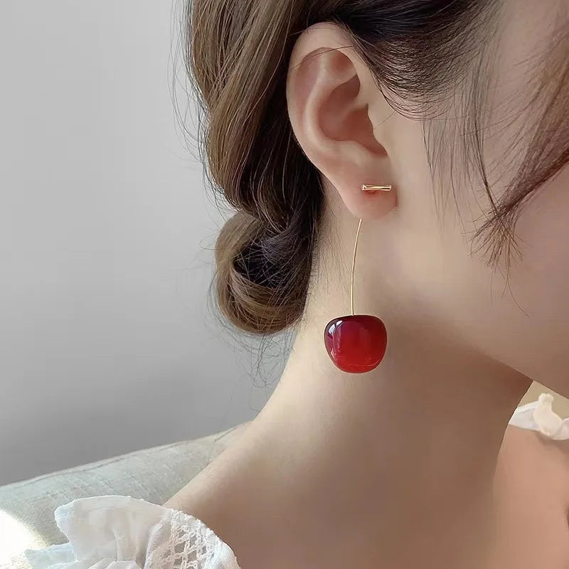 Cherry drop statement earrings