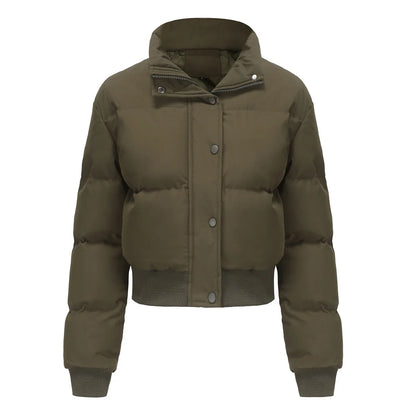 Women's winter crop puffer jacket
