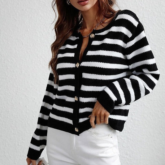 Button Closure Knitted Fashionable Sweater